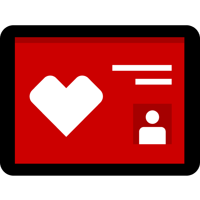 A pictogram of a tablet with a CVS heart on the screen.