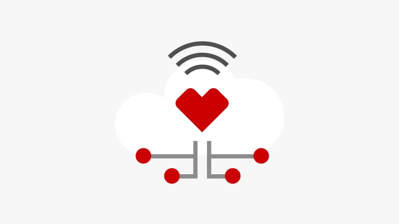 Pictogram of information organized in the cloud, with a CVS heart.
