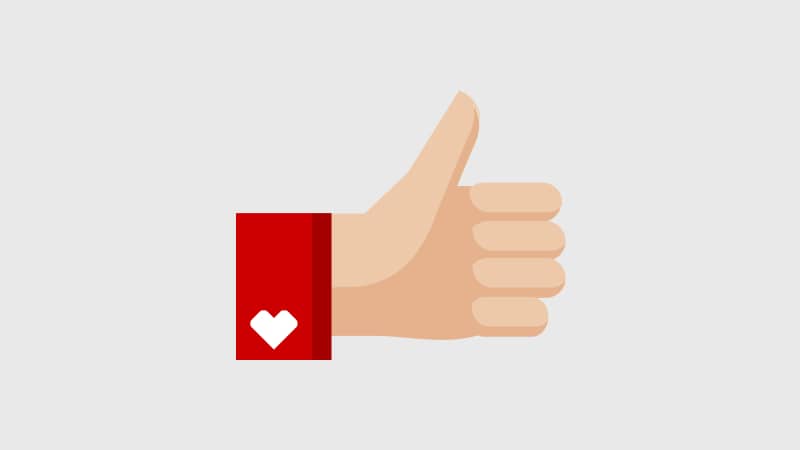 Pictogram of a hand with a thumbs-up and CVS heart on the cuff