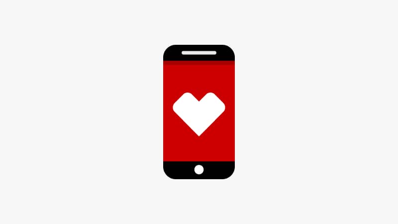A pictogram of a cell phone screen with a CVS heart